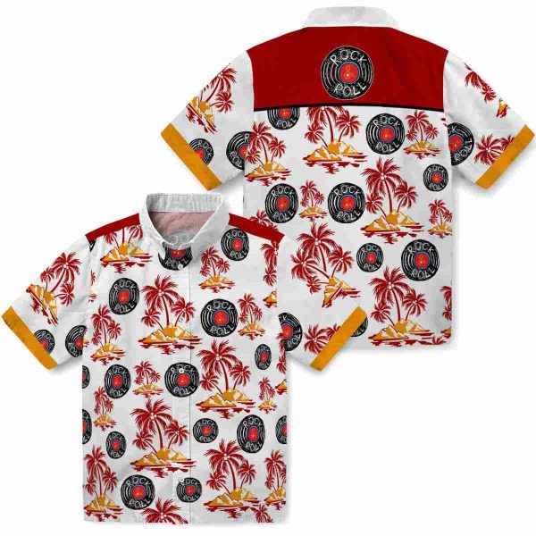 Rock And Roll Palm Island Print Hawaiian Shirt Latest Model