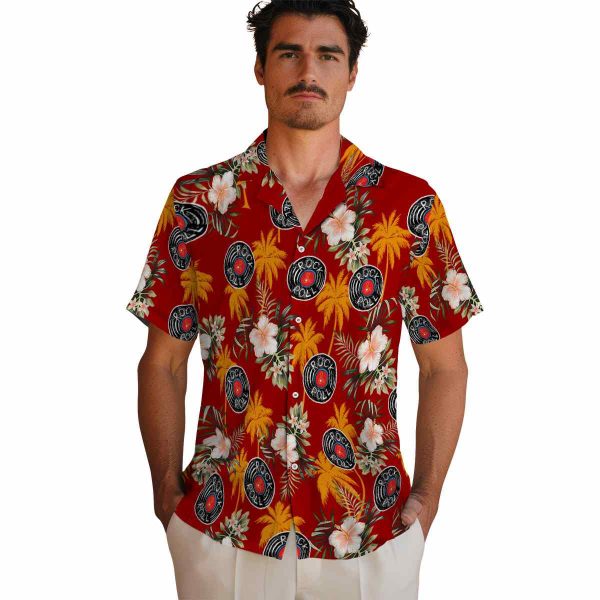 Rock And Roll Palm Tree Flower Hawaiian Shirt High quality