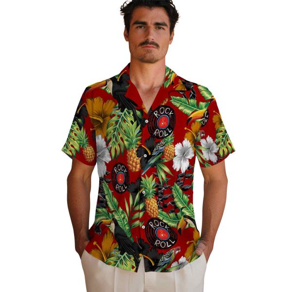 Rock And Roll Toucan Hibiscus Pineapple Hawaiian Shirt High quality