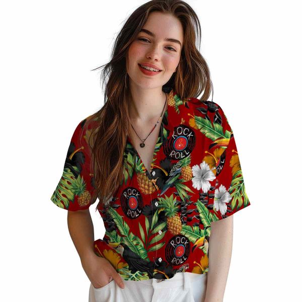 Rock And Roll Toucan Hibiscus Pineapple Hawaiian Shirt Trendy