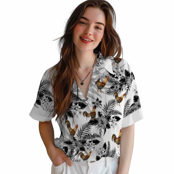 Rooster Hibiscus Palm Leaves Hawaiian Shirt Trendy