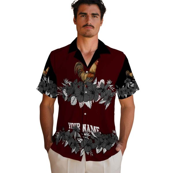 Rooster Hibiscus Stripe Hawaiian Shirt High quality