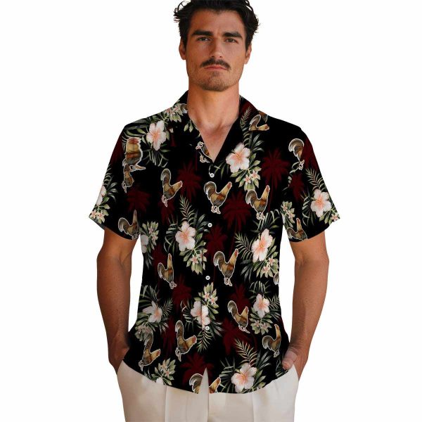 Rooster Palm Tree Flower Hawaiian Shirt High quality