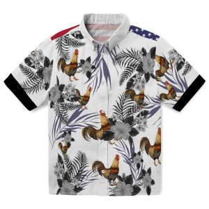 Rooster Patriotic Hibiscus Design Hawaiian Shirt Best selling