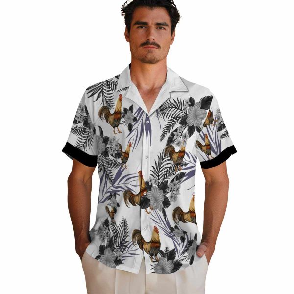 Rooster Patriotic Hibiscus Design Hawaiian Shirt High quality