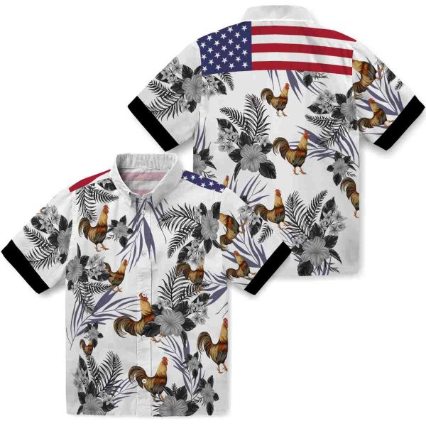 Rooster Patriotic Hibiscus Design Hawaiian Shirt Latest Model