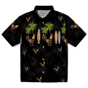 Rooster Surfboard Palm Hawaiian Shirt Best selling