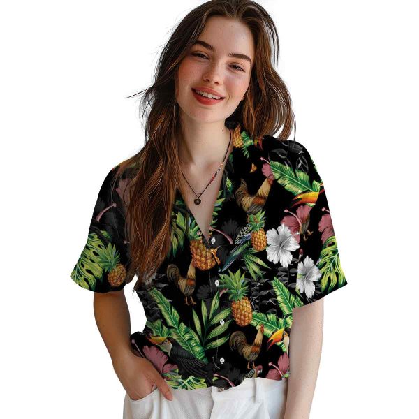 Rooster Toucan Hibiscus Pineapple Hawaiian Shirt Trendy