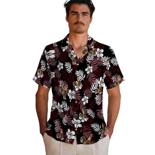 Rooster Tropical Floral Hawaiian Shirt High quality