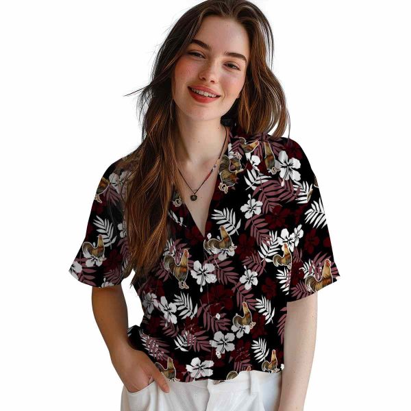 Rooster Tropical Floral Hawaiian Shirt Trendy