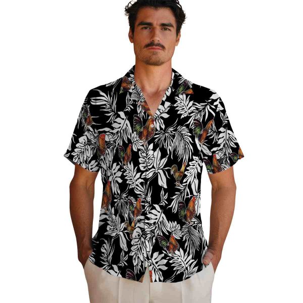 Rooster Tropical Leaf Hawaiian Shirt High quality