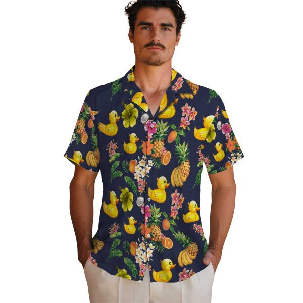 Rubber Duck Hibiscus And Fruit Hawaiian Shirt High quality