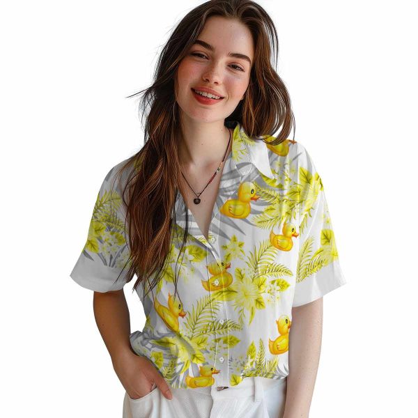 Rubber Duck Hibiscus Palm Leaves Hawaiian Shirt Trendy