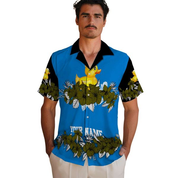 Rubber Duck Hibiscus Stripe Hawaiian Shirt High quality