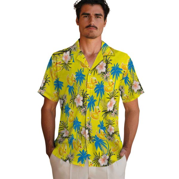 Rubber Duck Palm Tree Flower Hawaiian Shirt High quality