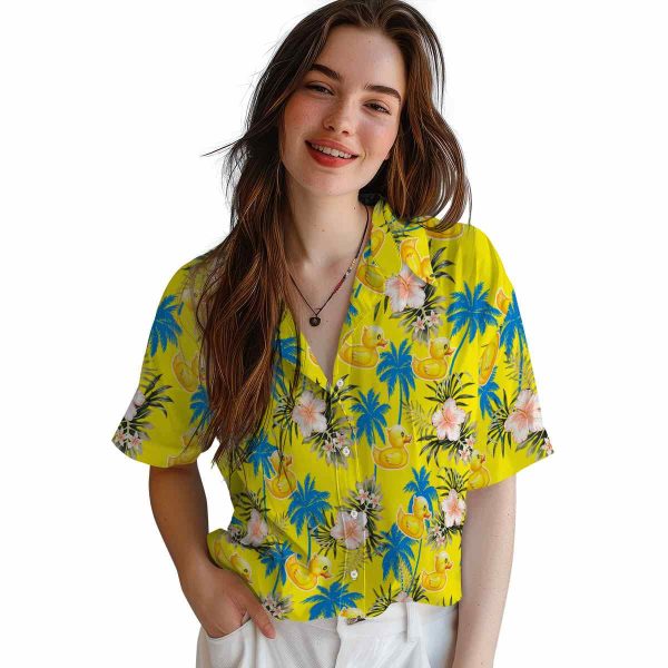 Rubber Duck Palm Tree Flower Hawaiian Shirt Trendy