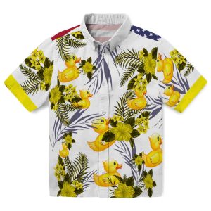 Rubber Duck Patriotic Hibiscus Design Hawaiian Shirt Best selling