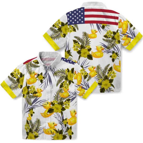 Rubber Duck Patriotic Hibiscus Design Hawaiian Shirt Latest Model