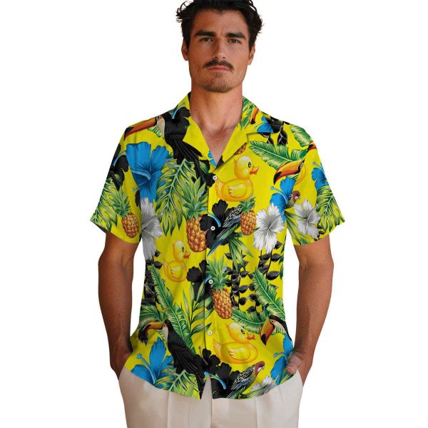 Rubber Duck Toucan Hibiscus Pineapple Hawaiian Shirt High quality