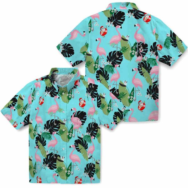 Santa Flamingo Leaf Motif Hawaiian Shirt Latest Model