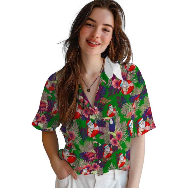 Santa Floral Toucan Hawaiian Shirt Trendy