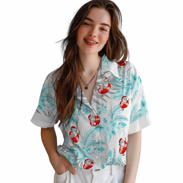 Santa Hibiscus Palm Leaves Hawaiian Shirt Trendy