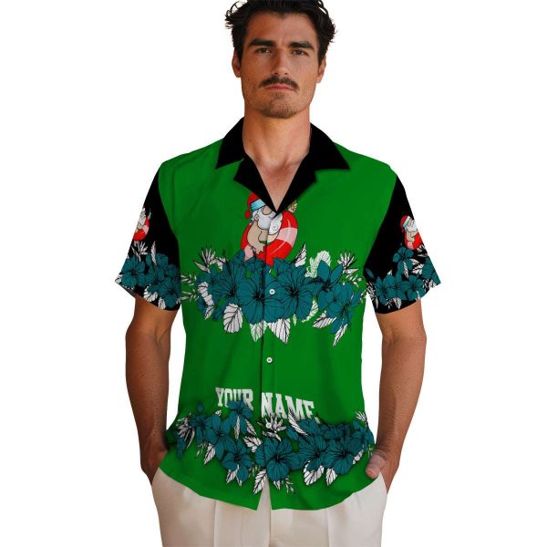 Santa Hibiscus Stripe Hawaiian Shirt High quality