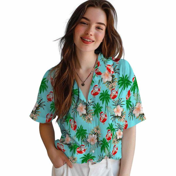 Santa Palm Tree Flower Hawaiian Shirt Trendy