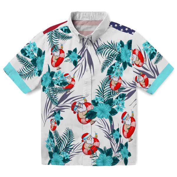 Santa Patriotic Hibiscus Design Hawaiian Shirt Best selling