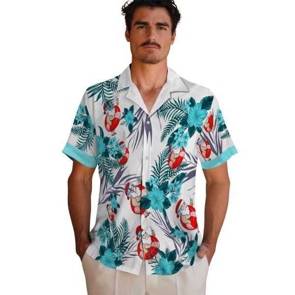 Santa Patriotic Hibiscus Design Hawaiian Shirt High quality