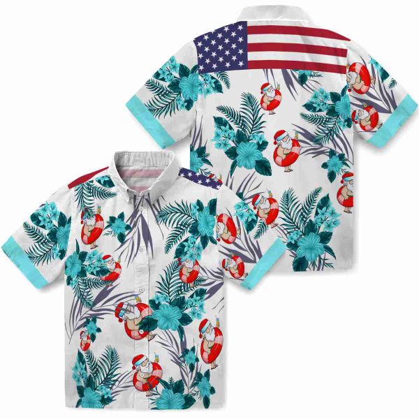 Santa Patriotic Hibiscus Design Hawaiian Shirt Latest Model