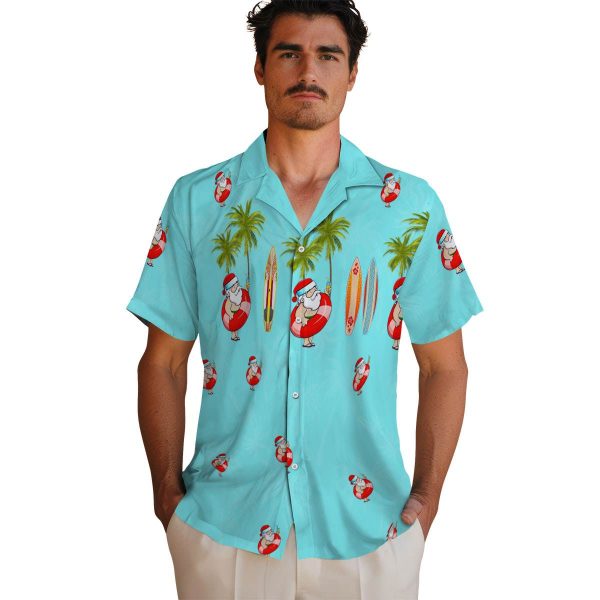 Santa Surfboard Palm Hawaiian Shirt High quality