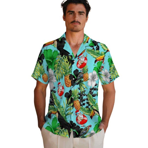 Santa Toucan Hibiscus Pineapple Hawaiian Shirt High quality