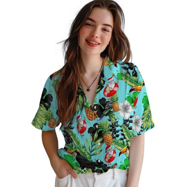 Santa Toucan Hibiscus Pineapple Hawaiian Shirt Trendy