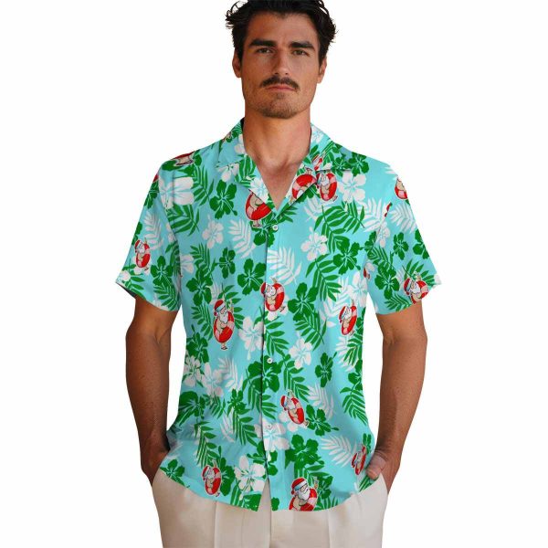 Santa Tropical Floral Hawaiian Shirt High quality