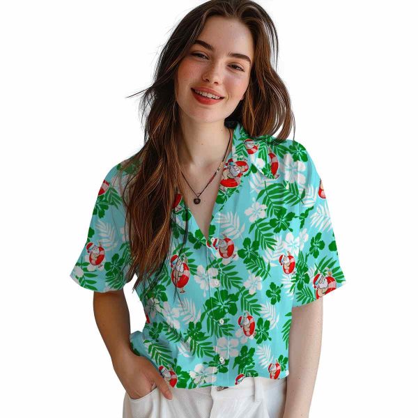 Santa Tropical Floral Hawaiian Shirt Trendy