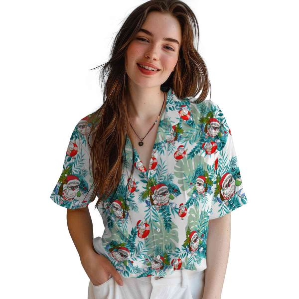 Santa Tropical Leaves Hawaiian Shirt Trendy