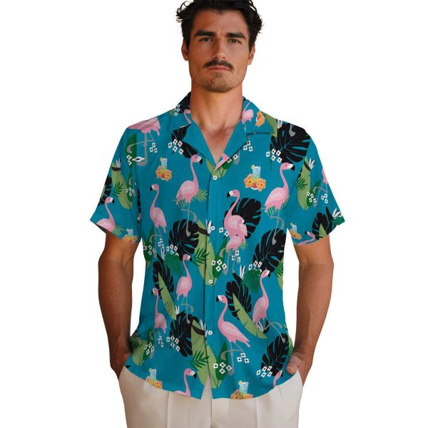 Scotch And Soda Flamingo Leaf Motif Hawaiian Shirt High quality