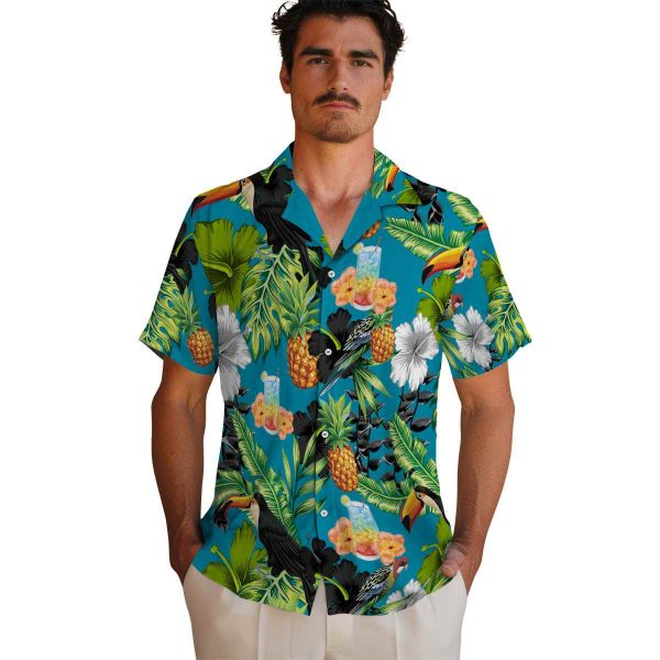 Scotch And Soda Toucan Hibiscus Pineapple Hawaiian Shirt High quality