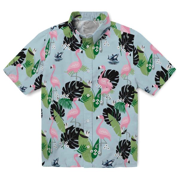 Shark Flamingo Leaf Motif Hawaiian Shirt Best selling