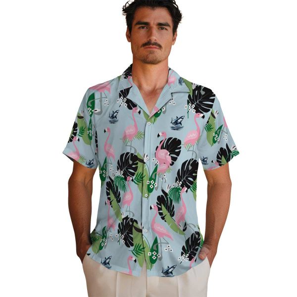 Shark Flamingo Leaf Motif Hawaiian Shirt High quality