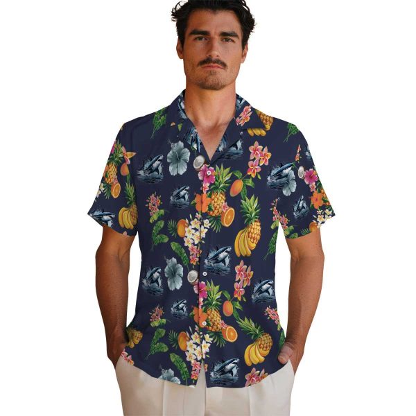 Shark Hibiscus And Fruit Hawaiian Shirt High quality