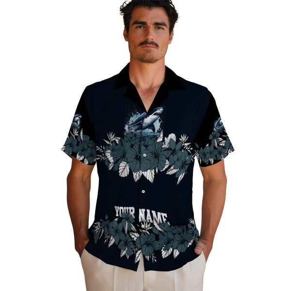 Shark Hibiscus Stripe Hawaiian Shirt High quality