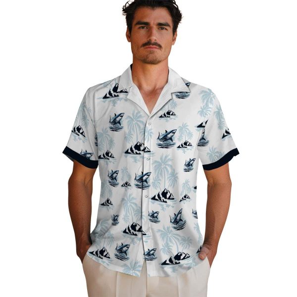 Shark Palm Island Print Hawaiian Shirt High quality