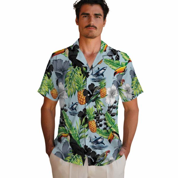 Shark Toucan Hibiscus Pineapple Hawaiian Shirt High quality 1