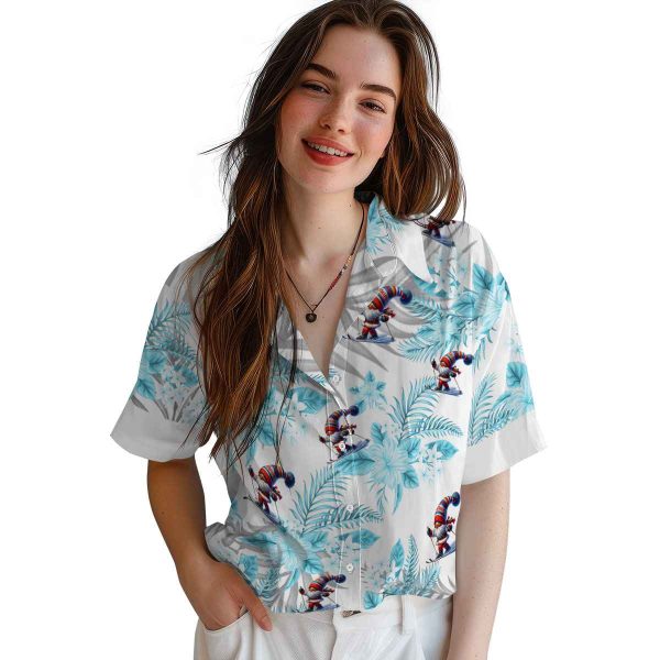 Skiing Hibiscus Palm Leaves Hawaiian Shirt Trendy