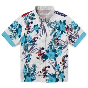 Skiing Patriotic Hibiscus Design Hawaiian Shirt Best selling