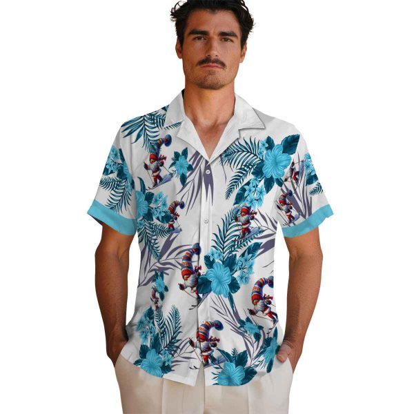 Skiing Patriotic Hibiscus Design Hawaiian Shirt High quality