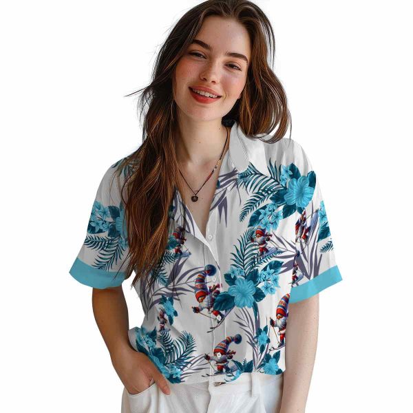 Skiing Patriotic Hibiscus Design Hawaiian Shirt Trendy