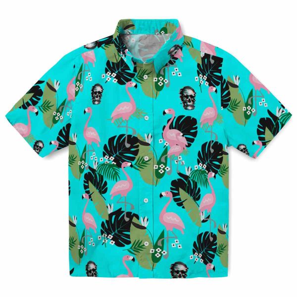 Skull Flamingo Leaf Motif Hawaiian Shirt Best selling